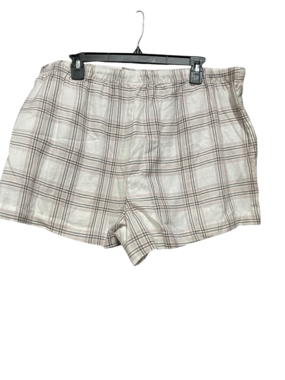 Auden Women's Plaid Flannel Pajama Shorts Neutral Pink XL - Picture 5 of 6